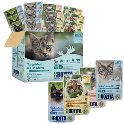 Produktbild von Bozita Nassfutter Häppchen in Sauce 12x85g getreidefreies Futter für Katzen