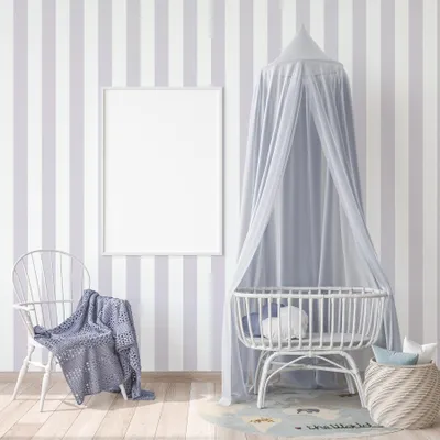 Produktbild von TADESSI Tapete Kinderzimmer M1-No.770 Vliestapete Grau Weiß Streifentapete Jungenzimmer Mädchenzimmer