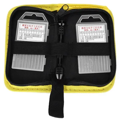 Handspiraalboorset, Mini Handbohrer, 20 Bohrer, 0,8–3,0 mm, Aluminium
