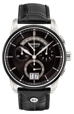 Produktbild von Bruno Söhnle Herren Armbanduhr Grandioso 17-73117-741 Chronograph Edelstahl Lederband schwarz