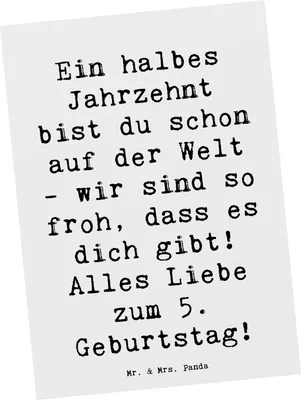 Produktbild von Mr. & Mrs. Panda Postkarte Spruch 5. Geburtstag Freude - Weiß - Geschenk, Happy Birthday, Geburtstagsfreude, magischer Moment, Glückwünsche, Geburtstagswünsche, Alter
