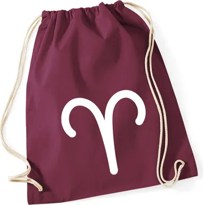 Produktbild von Huuraa Turnbeutel Widder Sternzeichen Zeichen 12 Liter Burgundy Baumwolle Rucksack Geschenkidee