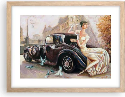 Produktbild von Gerahmtes Poster - Rahmen in heller Eiche - frau retro stil - 40x30 cm - Wand Bild - Wanddeko - Wandbilder - Kunstposter - Wandposter - Bilderrahmen - Bilder - Kunstdruck - Wandbild - P2NAA40x30-3467