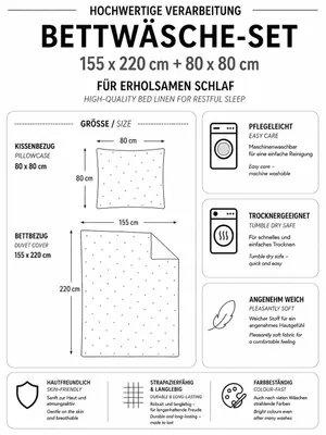 Produktbild von Biber Bettwäsche Set Streifen 155x220 + 80x80 cm 2-teilig, KI-generiertes Bild