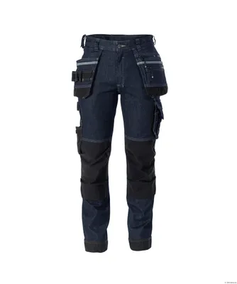 Produktbild von DASSY® Melbourne Multitaschen-Stretch-Jeans mit Kniepolstertaschen, Farbe:jeansblau/schwarz, Größe:53