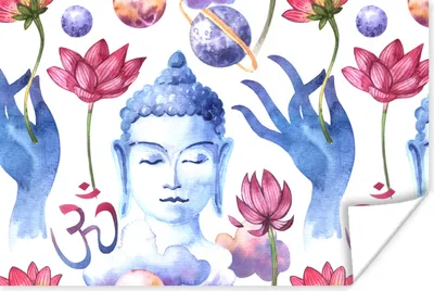 Produktbild von MuchoWow® Poster Buddha - Muster - Blumen 60x40 cm - Schlafzimmerdekoration