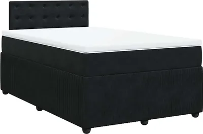 Produktbild von vidaXL Boxspringbett mit Matratze Schwarz 120x200 cm Samt