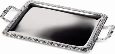 Produktbild von APS Tablett "SCHÖNER ESSEN", (B)520 x (T)310 mm, silber