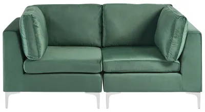Zdjęcie produktu dla BELIANI Sofa modułowa zielona welurowa sofa 2-osobowa metalowe nóżki w stylu glamour