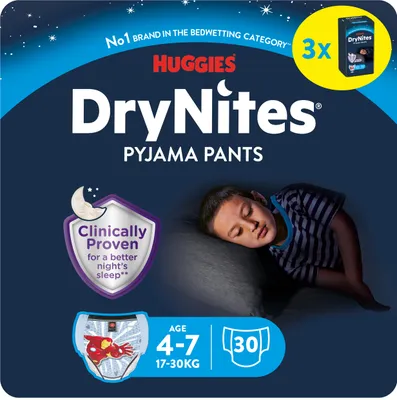 Produktbild von Huggies DryNites Boy's Pyjama Pants für Jungen, 4-7 Jahre, Windeln (60 Stück)