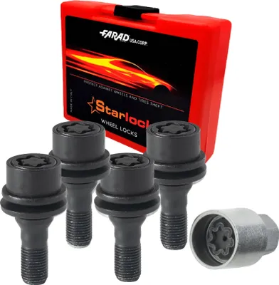Image de Vis de roue antivol pour Peugeot 607 jusqu'en 2002 Noir lot de 4 M12X1,25