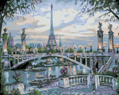 Produktbild von Diamondi - Diamond painting - EIFFELTURM HINTER DER BRÜCKE, 40X50 cm, ohne Keilrahmen