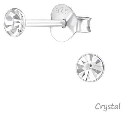 Produktbild von Silber Ohrstecker Kristall rund 3 mm Crystal