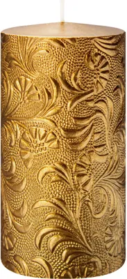 Produktbild von Kerzen Florale Gelbgold 130 x Ø 70 mm 4er Set