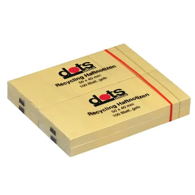 Produktbild von dots Recycling Haftnotizen gelb 12 Blöcke