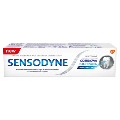 Obrázek produktu pro Sensodyne Odbudowa i Ochrona Whitening Pasta do zębów z fluorkiem, 75 ml