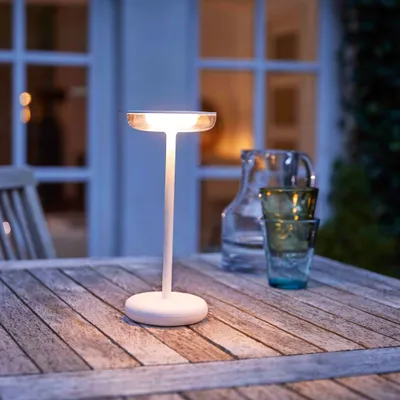 Produktbild von Moderne dimmbare LED Tischlampe 30cm, 1800mAh Akku, warmweiß, USB-C, 5-7h Leuchtdauer, 180 Lumen