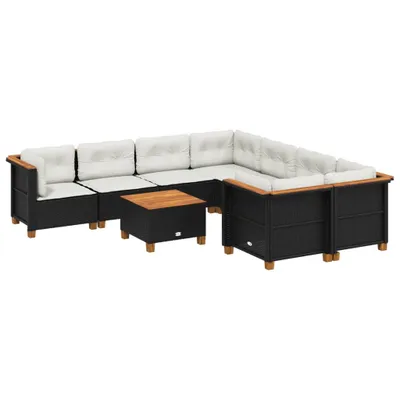 Produktbild von vidaXL 9-tlg. Garten-Sofagarnitur mit Kissen Schwarz Poly Rattan