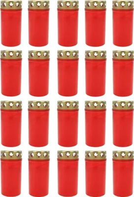 Produktbild von 20 Stück Grablicht Brenner Nr. 3 Rot mit Deckel Grabkerzen Grablicht Grablichtkerze Trauerlicht Gedenkkerze Golddeckel