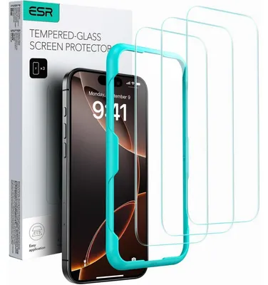 Produktbild von Displayschutzfolie für iPhone 16 Pro Max, 3 Stück, gehärtetes Glas, 9H Härte, Vollbildschutz, HD klar, kratzfest