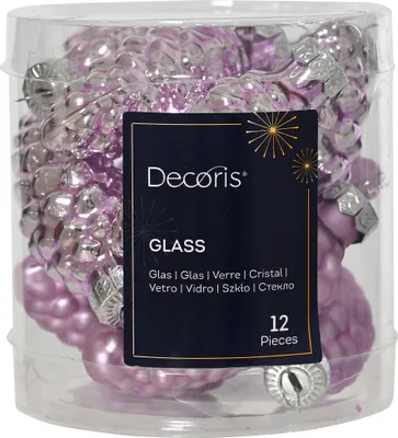 Produktbild von Christbaumschmuck Zapfen 6cm Glas 12 Stück - Helllila