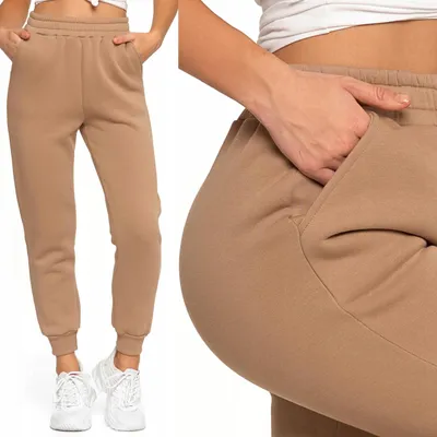 Produktbild von Warme Damen-Jogginghose mit schlichtem Muster, MORAJ S BEIGE