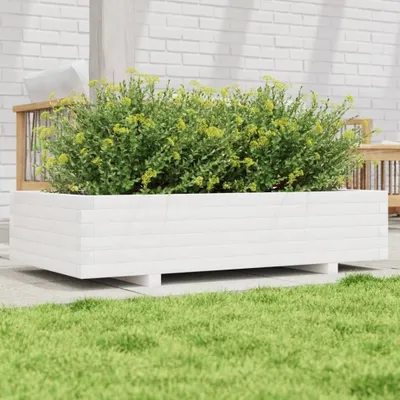 Immagine prodotto di Maison Exclusive - Fioriera bianca 110x60x26,5 cm in legno massello di pino
