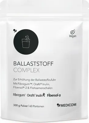 Produktbild von Medicom Ballaststoff Complex mit Akazienfasern, Inulin, Maisdextrin und Flohsamenschalenpulver, 300 g , Zur Unterstützung einer gesunden Verdauung