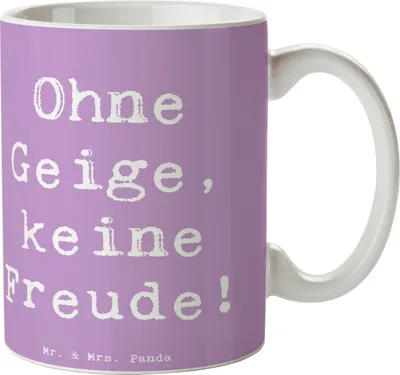 Produktbild von Mr. & Mrs. Panda Pott Spruch Geige Freude - Lavendeltraum - Geschenk, Kaffeebecher, Musiker, Teetasse, Trinkbecher, Instrument, moderne Musik, Folklore, Tasse mit, Becher