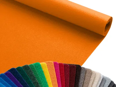 Produktbild von Primaflor Eventteppich Rips DUBLIN - Orange - 2,00m x 1,50m - Meterware - Viele Farben - Schwer Entflammbarer Messeteppich, Rutschfester Hochzeichtsläufer, Läufer für Hochzeiten