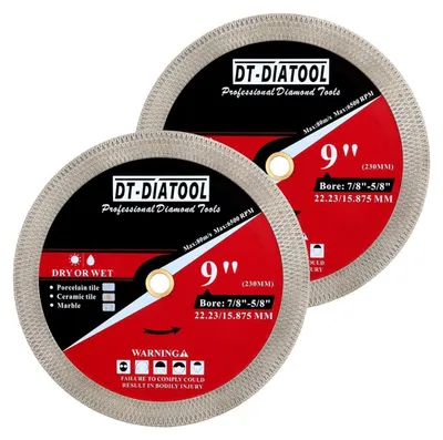 Image de Disque de coupe diamanté de 230 mm x 22,23 mm, lot de 2, pour céramique, carrelage, grès, marbre