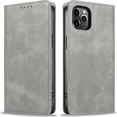 Produktbild von Handyhülle für Apple iPhone 11 Pro Max Kunstleder Flip Cover Hülle Handytasche Case Kartenfach Farbe: Grau