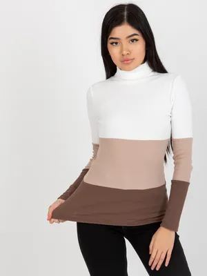 Productafbeelding van Rue Paris dames rollneck trui Karsyn, zwart-bruin, maat L/XL