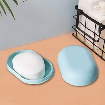 Produktbild von Set mit 2 wasserdichten Seifenschalen – Für Dusche, Reisen, Wandern, Badezimmer, Schule, Fitnessstudio – Rosa und Weiß