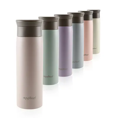 Produktbild von eppikan® eppiToGo Edelstahl Thermobecher- Isolierbecher, Kaffee-to-go Becher, 500 ml Travel Mug, Autobecher, auslaufsicher mit hygienischer 360°-Trinköffnung (Lavender Grey)