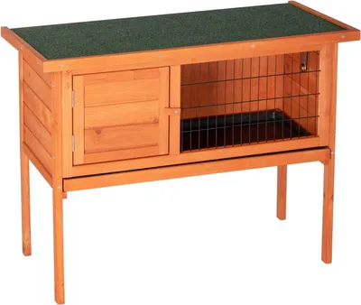 Produktbild von FCH Hasenstall aus Holz, Kaninchenstall mit aufklappbarem Dach, wasserabweisendes Bitumendach, winterfest für Outdoor, 51 x 42 x 43 cm