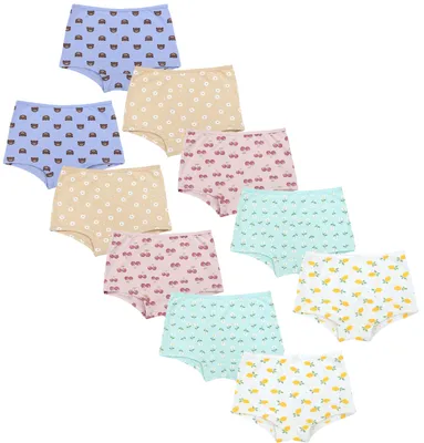 Produktbild von TupTam Unterhosen Mädchen Shorts 10er Pack - Bequeme Unterwäsche für Mädchen aus Baumwolle, Farbe: Früchte / Blumen / Teddybären / Mix 1, Größe: 164-170