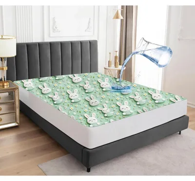 Zdjęcie produktu dla Wodoodporny pokrowiec na materac 200x200 cm, elastyczny, oddychający, ochrona przed wilgocią do 30 cm wysokości