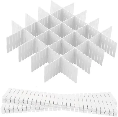 Zdjęcie produktu dla Biały zestaw organizerów z tworzywa sztucznego, 12 elementów, regulowany, 32 x 7 cm
