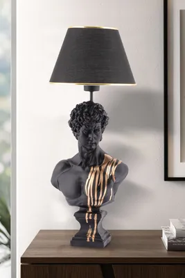 Produktbild von Opviq, Dawud - Black, Schreibtischlampe, POLYESTERKÖRPER, Schwarz, 67 x 25 x 25 cm