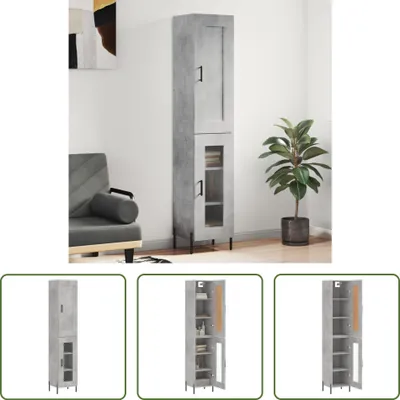 Produktbild von The Living Store Highboard Betongrau 34,5x34x180 cm Holzwerkstoff