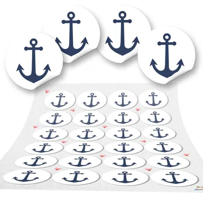 Produktbild von Logbuch-Verlag 72 Runde Anker Aufkleber blau weiß navy maritim Sticker Etiketten Geschenk-Aufkleber basteln Gastgeschenk give-away Deko Fest Verpackung Mitgebsel