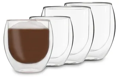 Produktbild von DUOS® Jumbo Latte Macchiato Gläser Set (2x2 Größen), Doppelwandige Gläser Latte Macchiato, Doppelwandige Kaffeegläser, Teegläser, Cappuccino Gläser Eiskaffee Thermogläser doppelwandig Espressotassen