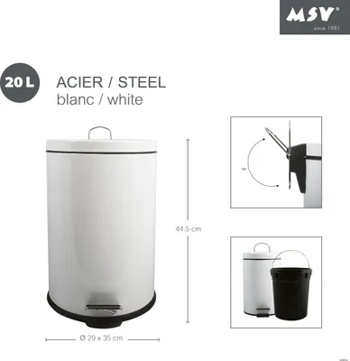 Immagine prodotto di MSV 100024: Contenitore per rifiuti, metallo, 20 litri, bianco
