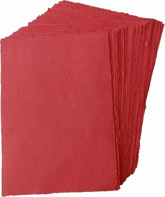 Immagine prodotto di Carta natalizia rossa fatta a mano A5 100% cotone 50 fogli