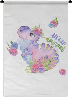 Produktbild von MuchoWow® Wandteppich Wandbehang Dinosaurier - Kinderzimmer - Zitate - Mädchen - Kinder - Rosa - Mädchen 60x90 cm Tapisserie Dekoration Wandtuch - Foto-Teppich - Abwaschbar