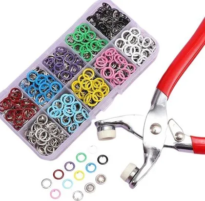 Produktbild von Famanu Druckknöpfe mit Klemmen, 100 Sets, nahtlos, für DIY-Projekte - Metall