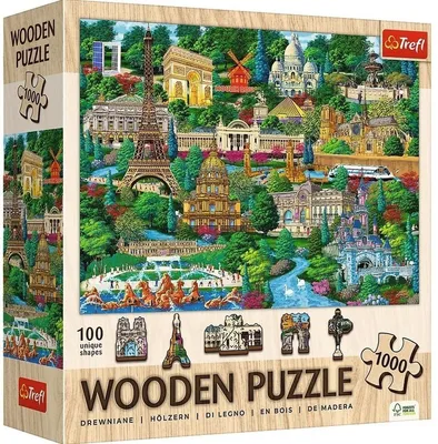 Obrázok produktu pre PUZZLE 1000 Puzzle Drewniane Francja znane miejsca 20213