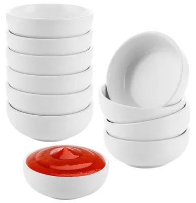 12er-Set Keramik-Dipschalen, Ø 7,7 cm, weiß, stapelbar
