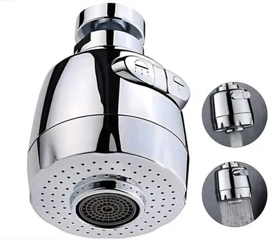 Produktbild von 360° Drehbarer Wasserhahn-Sprühkopf, Küchenbrause, beweglicher Wasserhahn-Sieb, Wasserspar-Aufsatz, spritzwassergeschützt, Silber